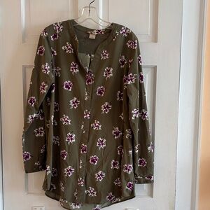 Duluth Trading Co Green Floral Shirt